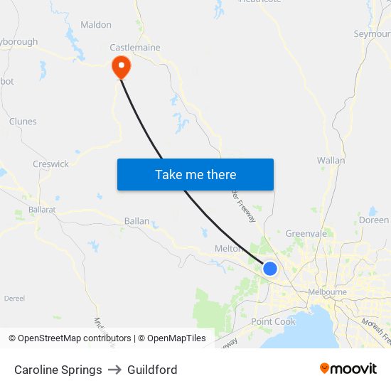 Caroline Springs to Guildford map