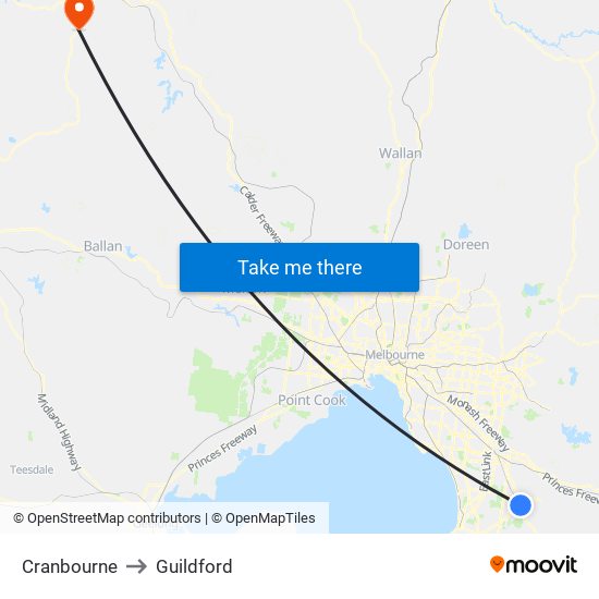 Cranbourne to Guildford map