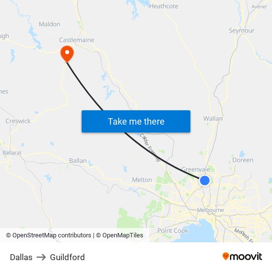 Dallas to Guildford map