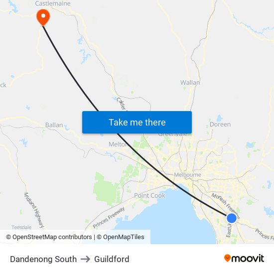 Dandenong South to Guildford map