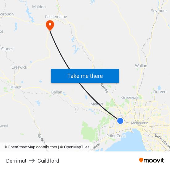 Derrimut to Guildford map