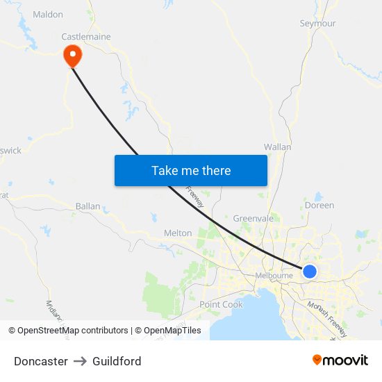 Doncaster to Guildford map