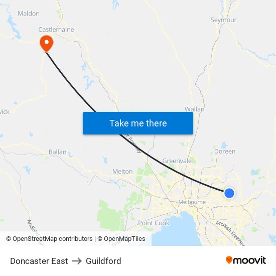 Doncaster East to Guildford map