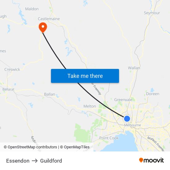 Essendon to Guildford map
