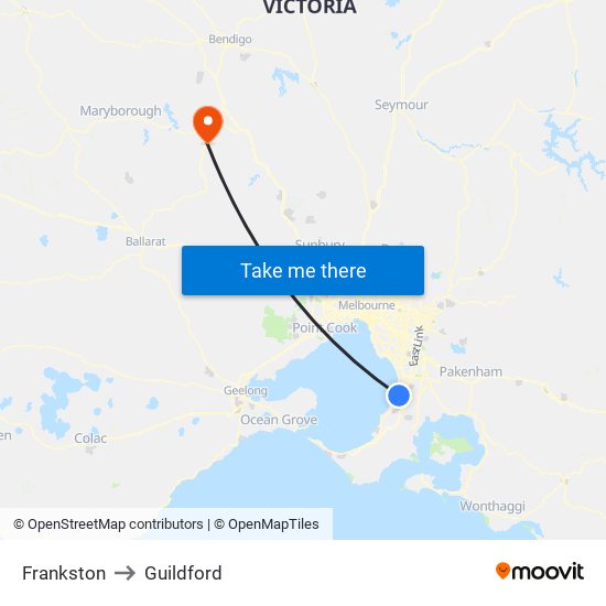 Frankston to Guildford map