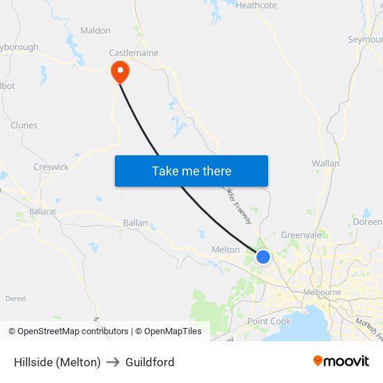 Hillside (Melton) to Guildford map