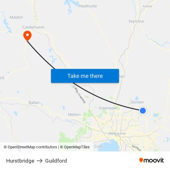 Hurstbridge to Guildford map