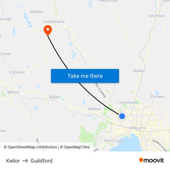 Keilor to Guildford map