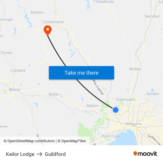 Keilor Lodge to Guildford map