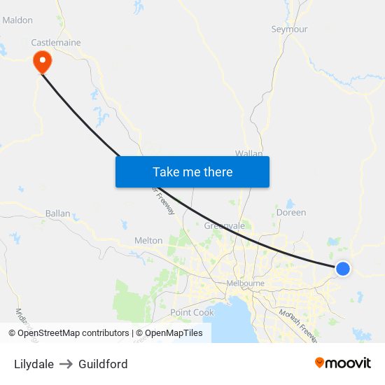 Lilydale to Guildford map