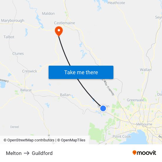 Melton to Guildford map