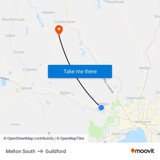 Melton South to Guildford map