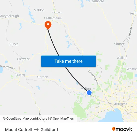 Mount Cottrell to Guildford map