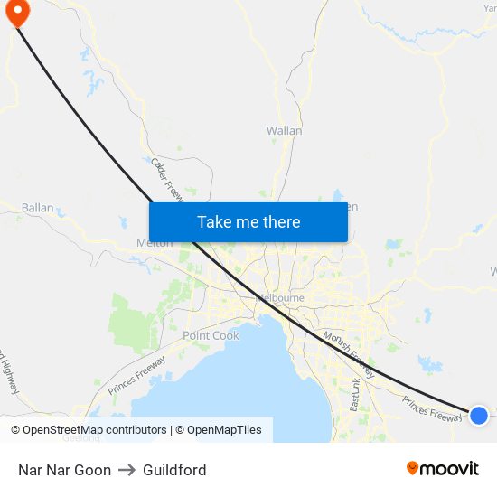 Nar Nar Goon to Guildford map