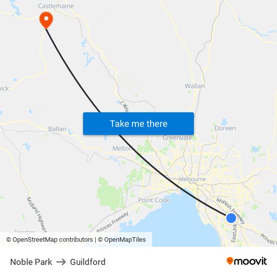 Noble Park to Guildford map