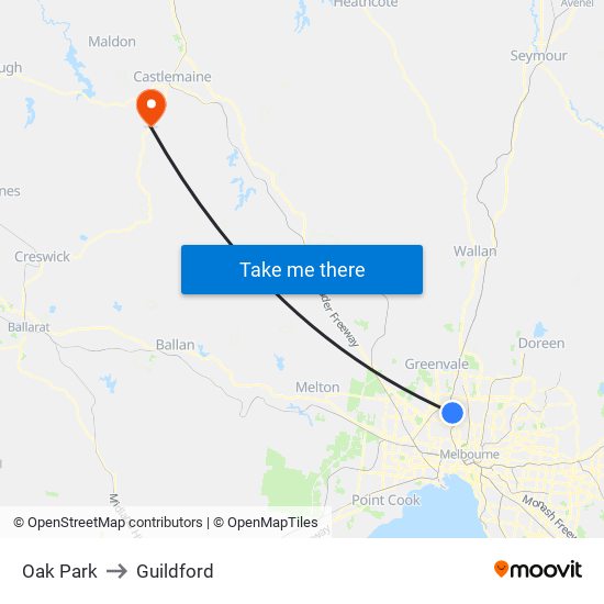 Oak Park to Guildford map