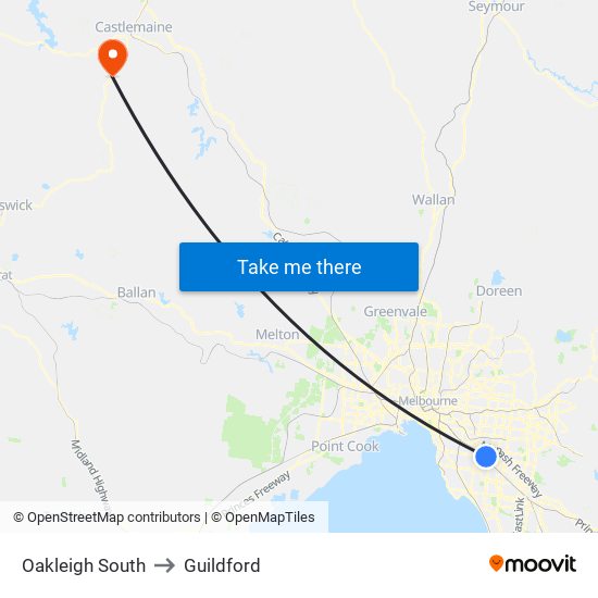 Oakleigh South to Guildford map