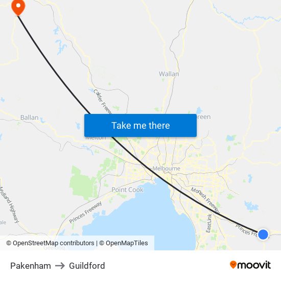 Pakenham to Guildford map