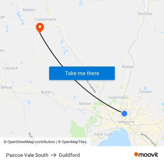 Pascoe Vale South to Guildford map