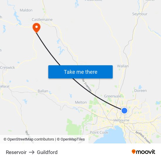 Reservoir to Guildford map