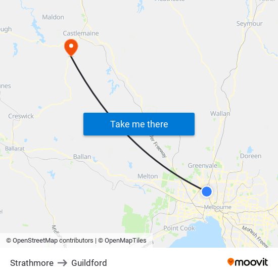 Strathmore to Guildford map