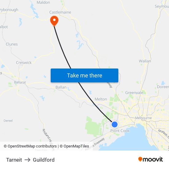 Tarneit to Guildford map