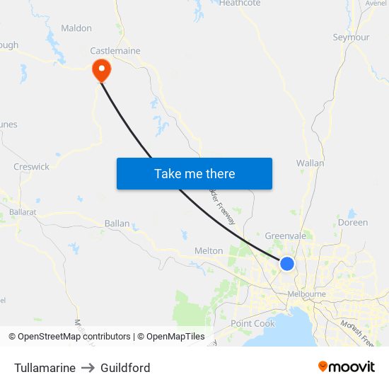 Tullamarine to Guildford map