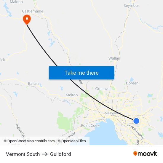 Vermont South to Guildford map
