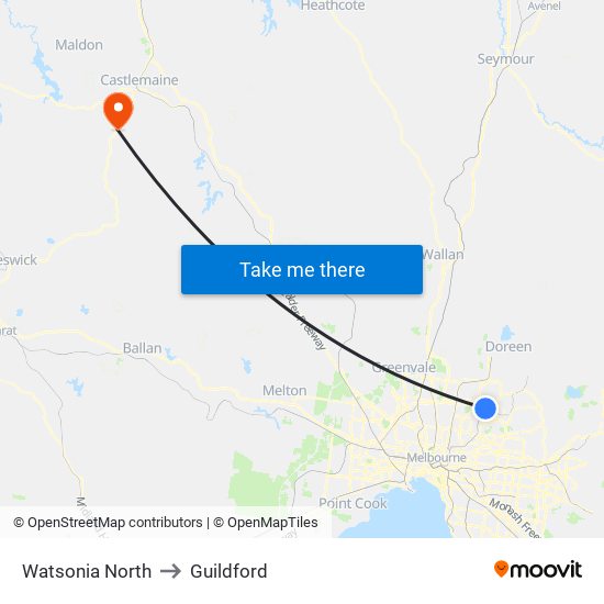 Watsonia North to Guildford map