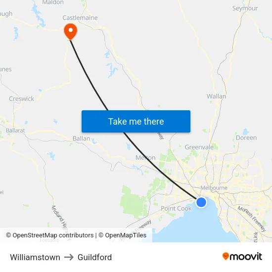 Williamstown to Guildford map