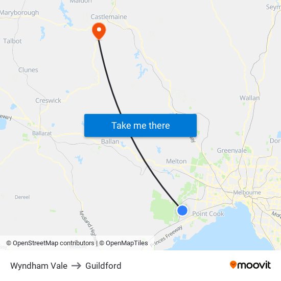 Wyndham Vale to Guildford map