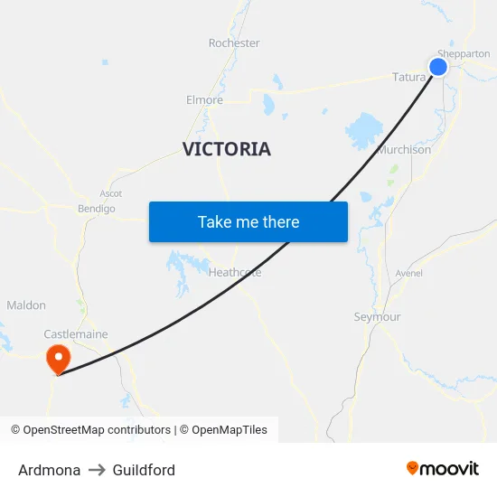 Ardmona to Guildford map