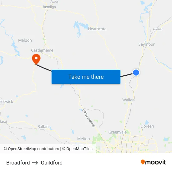 Broadford to Guildford map