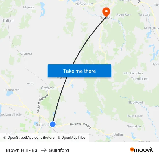 Brown Hill - Bal to Guildford map