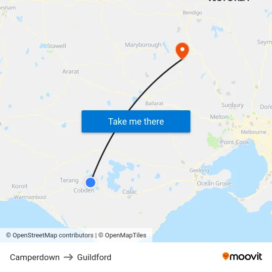 Camperdown to Guildford map