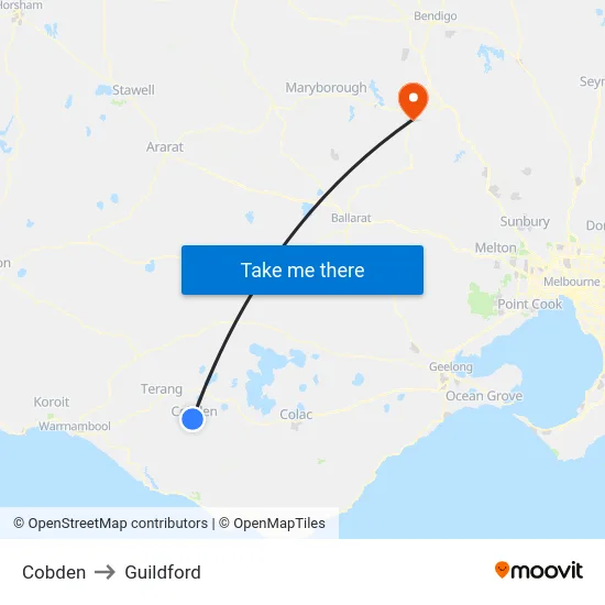 Cobden to Guildford map
