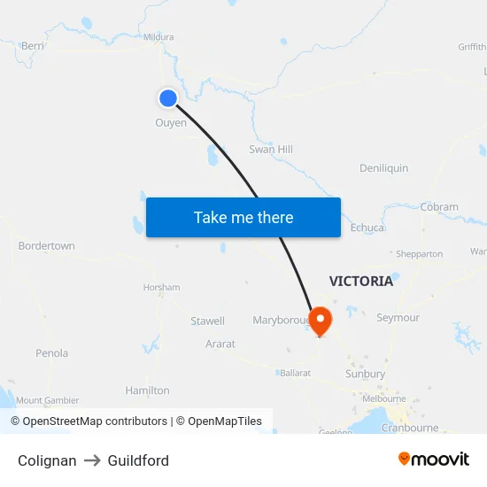 Colignan to Guildford map