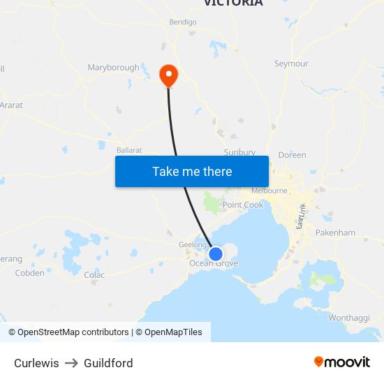 Curlewis to Guildford map