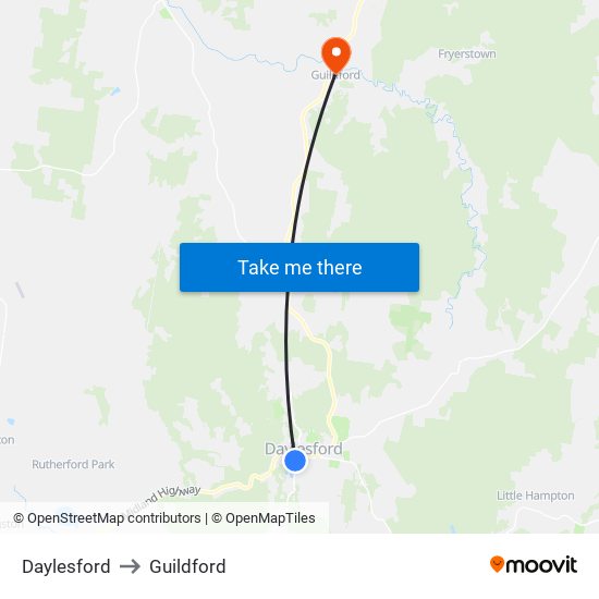 Daylesford to Guildford map