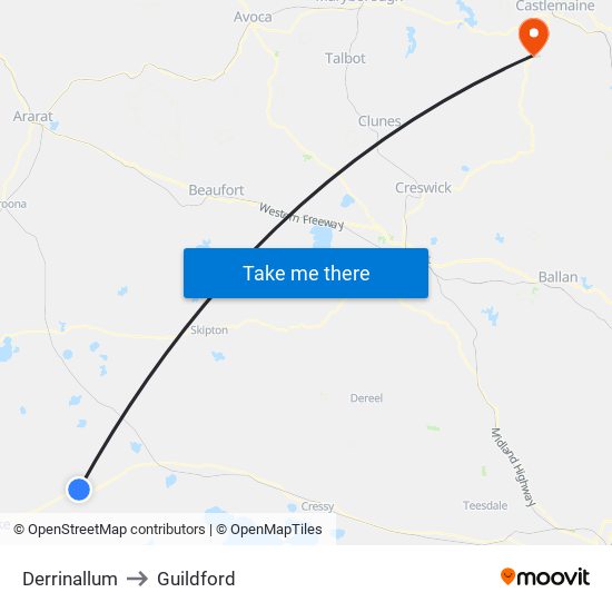 Derrinallum to Guildford map