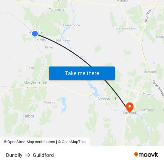 Dunolly to Guildford map