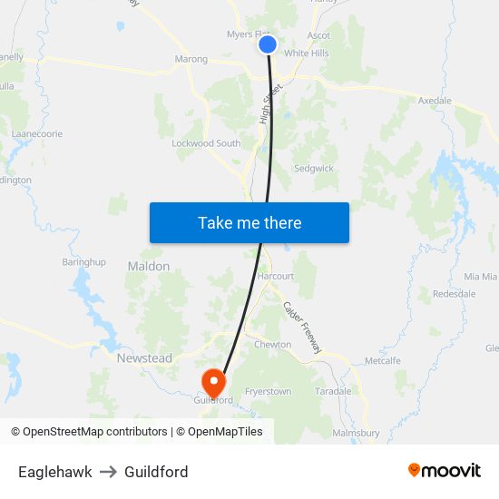 Eaglehawk to Guildford map