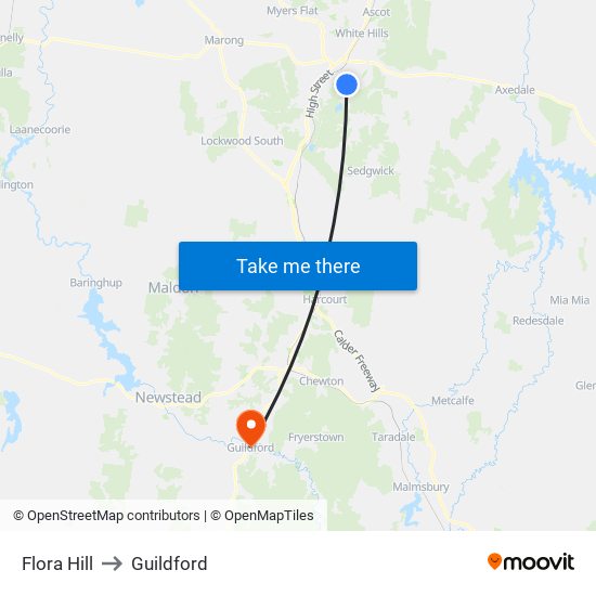 Flora Hill to Guildford map