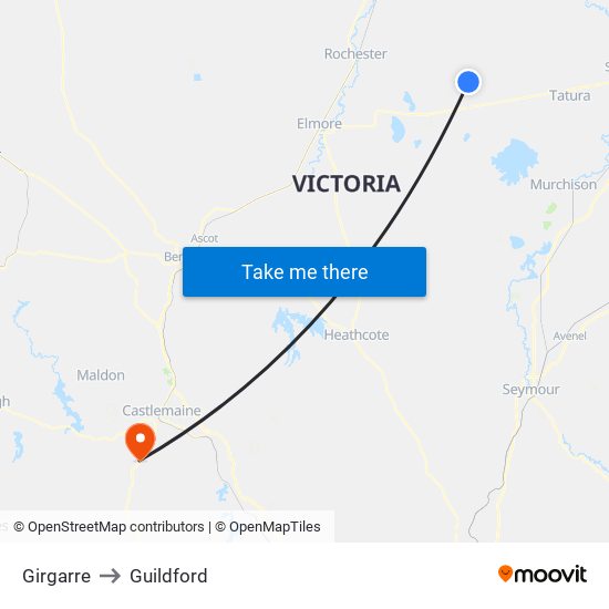 Girgarre to Guildford map