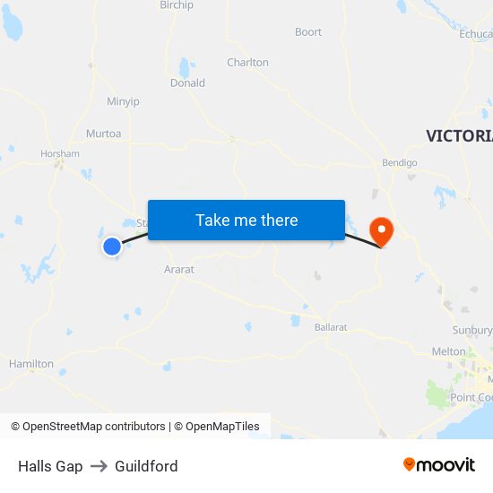 Halls Gap to Guildford map