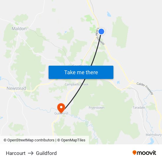 Harcourt to Guildford map