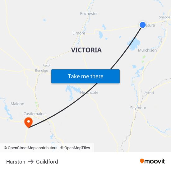 Harston to Guildford map