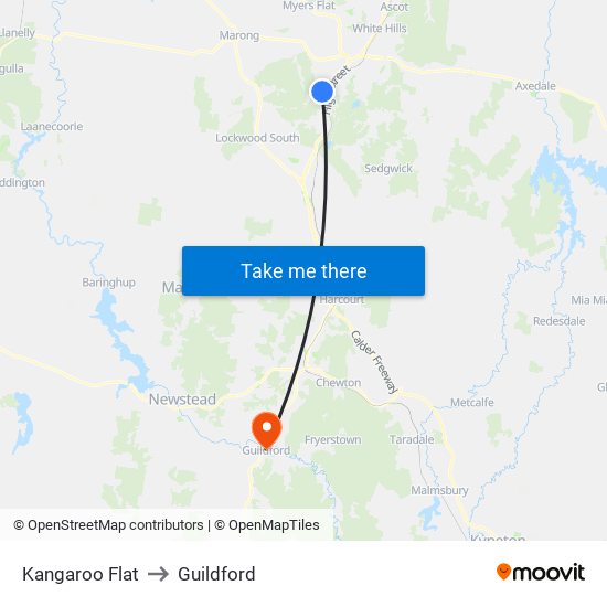 Kangaroo Flat to Guildford map