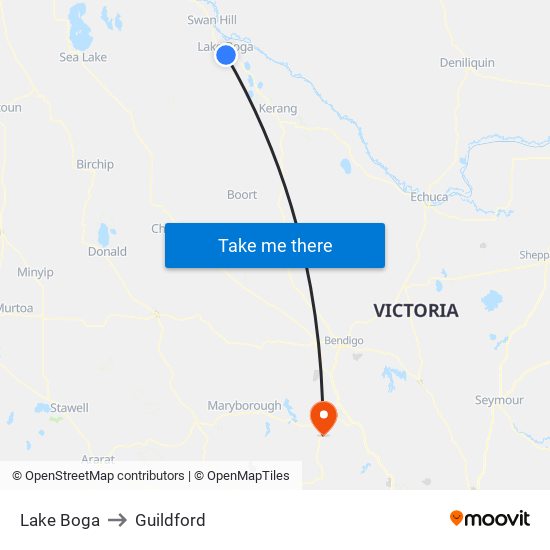 Lake Boga to Guildford map