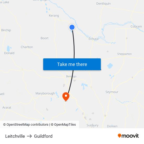 Leitchville to Guildford map
